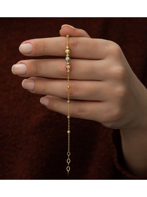 Nereze 925 Ayar Minik Toplu Renkli Dorika Kadın Gümüş Bileklik