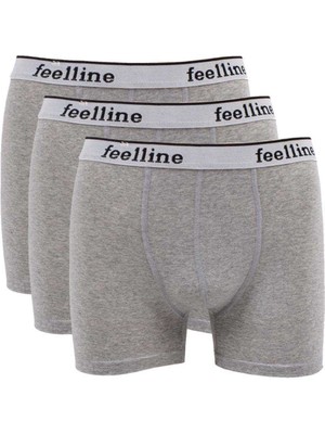 ModaSize 3 Adet Feelline Gri Pamuklu Doğal Likralı Erkek Boxer