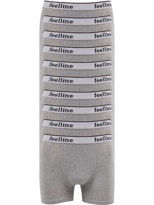 ModaSize 10 Adet Feelline Gri Pamuklu Doğal Likralı Erkek Boxer