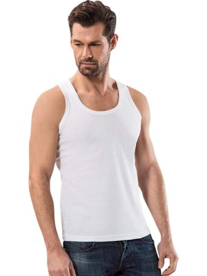 ModaSize Kalın Askılı Klasik Erkek Atlet Beyaz - 1151A