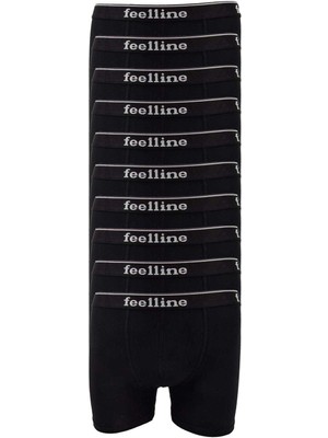ModaSize 10 Adet Feelline Siyah Pamuklu Doğal Likralı Erkek Boxer