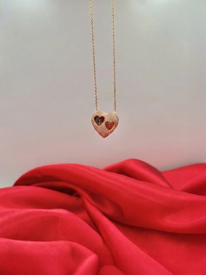 Kişiselleştirilebilir 925 Ayar Gümüş Taşlı Kalp Kolye – Harf Detaylı | Silveria Jewels