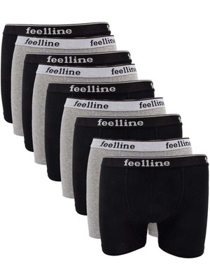 ModaSize 9 Adet Feelline Siyah ve Gri Pamuklu Doğal Likralı Erkek Boxer