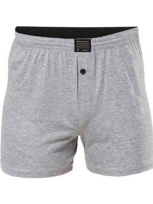 ModaSize Düğmeli Pamuklu Erkek Penye Boxer Büyük Beden Gri - 1278A