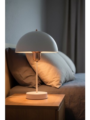 Roma Abajur Beyaz Ayak - Bakır Kuka / Beyaz Şapka