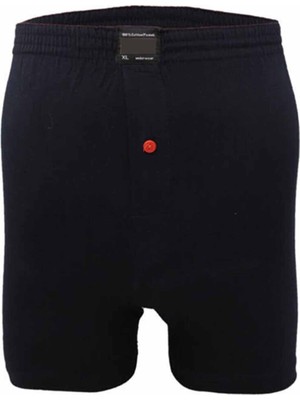 ModaSize Düğmeli Pamuklu Erkek Penye Boxer Büyük Beden Lacivert - 1278A