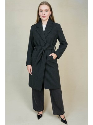 Ohepmoda Kemerli Kadın Kaşe Kaban