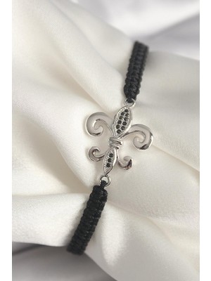 Inure Jewelry Pirinç Gümüş Renk Zirkon Taş Işlemeli Zambak Model Asansörlü Makrome Model Kadın Bileklik