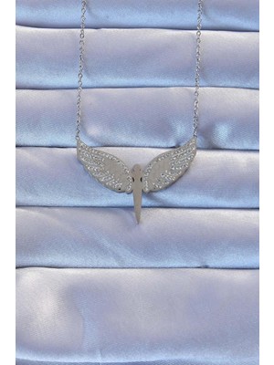 Inure Jewelry 316L Çelik Gümüş Renk Zirkon Taşlı Mikail Kolye