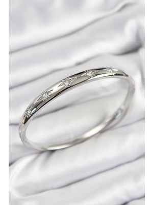 Inure Jewelry Pirinç Zirkon Taşlı Kutup Yıldızı Model Gümüş Renk Kadın Kelepçe