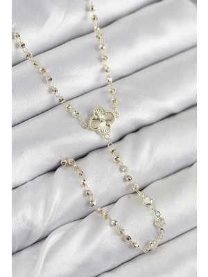 Inure Jewelry Pirinç Zirkon Taşlı Yonca Model Gold Renk Kadın Y Kolye