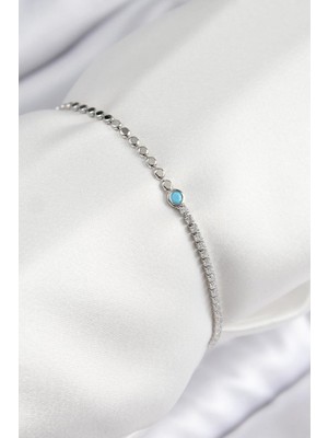 Inure Jewelry Pirinç Zirkon Taşlı Boncuk Model Ezme Zincir Gümüş Renk Kadın Bileklik