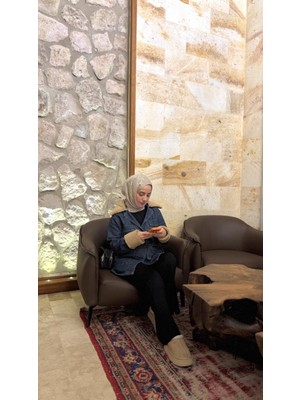 Touche Kürk Garnili Denim Ceket Koyu Denim