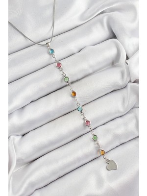 Inure Jewelry Pirinç Gümüş Renk Karışık Renk Zirkon Taşlı Y Kadın Kolye