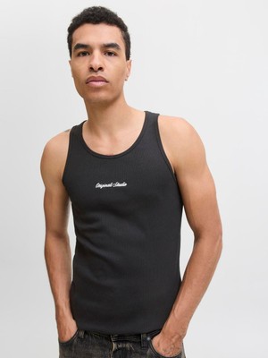 Jack & Jones Jornorrebro Rıb Tank Top Erkek Atlet 12284156 Black