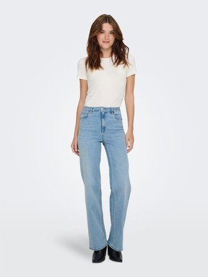 Only Onljuıcy-Wauw Hw Wıde Dnm GUA150 Noos Kadın Jean Pantolon 15370601 Light Blue Denim