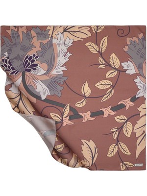 İpekevi Ipekevi Sarmaşık Çiçeği Tivil Ipek Eşarp Kızıl Bakır