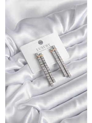 Inure Jewelry Vıp Seri Zirkon Taşlı Su Yolu Kadın Küpe