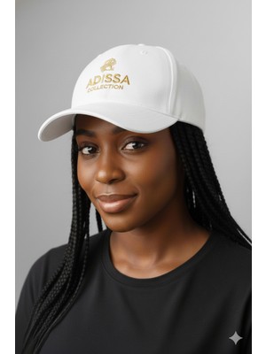adissa collection Luxury Beyaz Cap - Süet Dokulu 16/12 Gabardin Unisex Şapka | Altın Nakışlı Premium Beyaz Spor Şapka