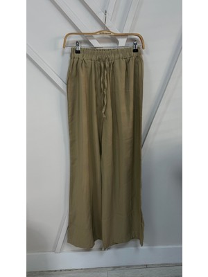 Semra İlhan Bol Paça Dökümlü Pantolon Açık Haki