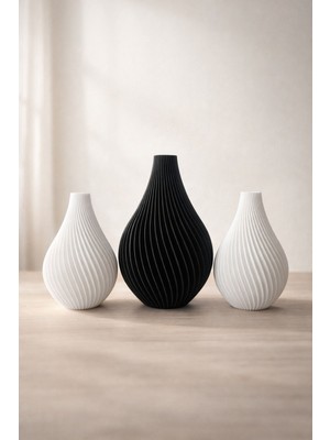 BB Craft 3’lü Modern Dekoratif Vazo Seti – Siyah & Beyaz