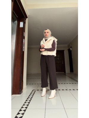 Semra İlhan Yüksek Bel Pantolon Koyu Kahve