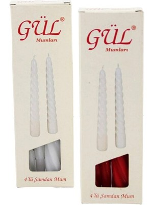 Go İthalat 4pcs Şamdan - Burgulu Mum Beyaz - Renkli 17CM (5468)