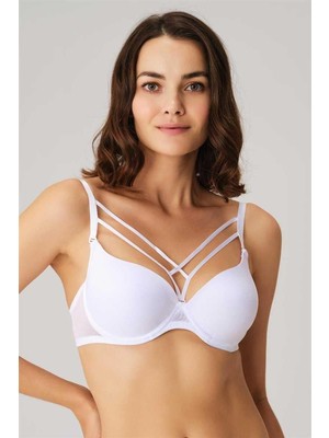 Nemere Angel Balenli Desteksiz Dolgusuz Askıları Çıkabilen Yaka Detaylı T-Shirt Sütyeni