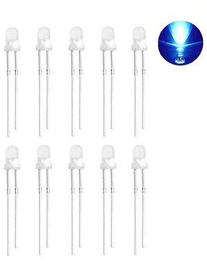 Voltaj 3mm Şeffaf Mavi LED Paketi - 10 Adet