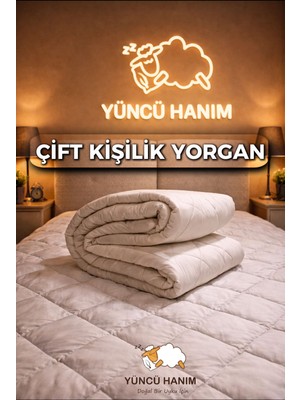 Çift Kişilik Merinos Kuzu Yünü Yorgan (%100 Saf Merinos Kuzu Yünü) 195 x 215 cm Ebat, 3000 gram