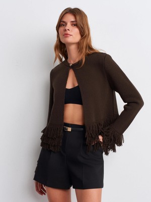 Semra İlhan Püsküllü Düğme Triko Hırka