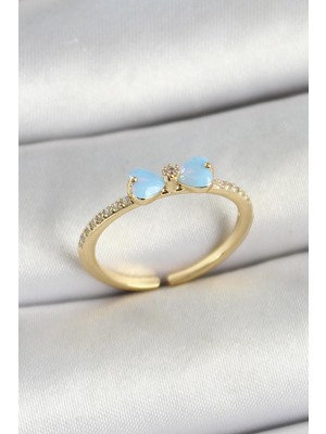 Inure Jewelry Pirinç Fiyonk Figürlü Zirkon Taşlı Gold Renk Ayarlanabilir Kadın Yüzük