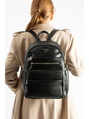 Mega Çanta Yumuşak Deri Kadın Sırt Çantası Çok Gözlü