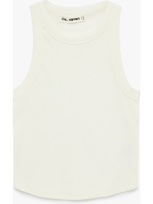 Koton Slim Fit Kolsuz Halter Yaka Bluz
