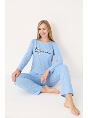 NBB Bisiklet Yaka Puantiyeli Pijama Takımı 68254