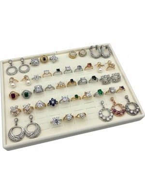 Megass Dekor Süet Kumaş Krem Renk 24/34 cm Batırmalı Yüzük Tablası