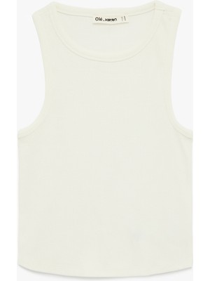 Koton Slim Fit Bisiklet Yaka Fitilli Kolsuz Atlet