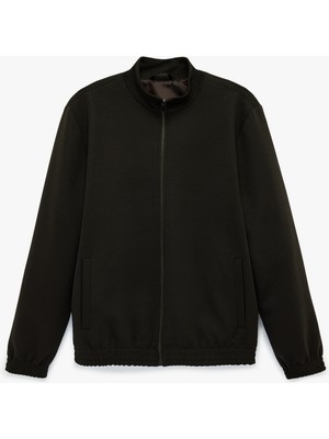 Koton Uzun Kollu Cepli Dik Yaka Fermuarlı Slim Ceket