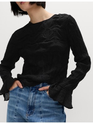 Marks & Spencer Dantel Dokulu Yuvarlak Yaka Bluz