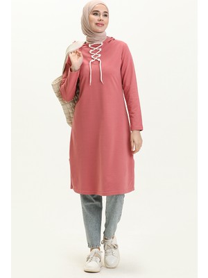 Sefa Merve Bağcıklı Sweatshirt 3030-09 Gül Kurusu