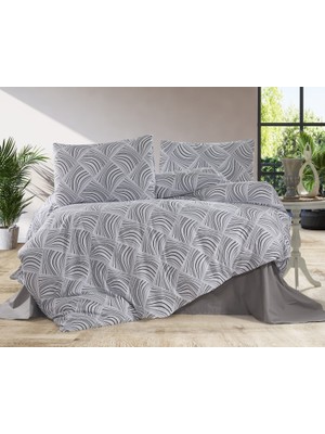 Vionetta Ranforce  %100 Pamuk Çizgim Lastikli Çarşaflı 4 Yastıklı Çift Kişilik Nevresim Takımı