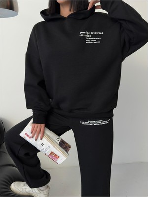 Moda Paketi Oversize Baskılı 3 Iplik Şardonlu Eşofman Takımı