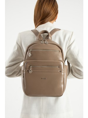 Mega Çanta Kadın Günlük Deri Sırt Çantası Çok Gözlü