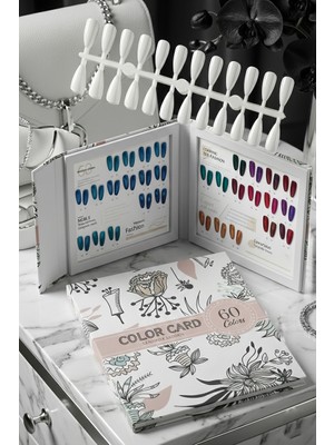 Transformacion 60’lı Profesyonel Nail Art Sunum Kartelası – Lüks Çiçek Desenli Takma Tırnak Teşhir Kitabı 722740