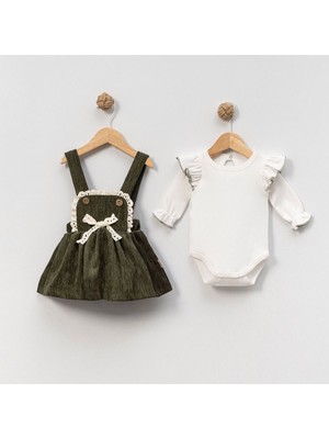 Çakar Bebe Kız Bebek Kadife Jile Elbise Takım