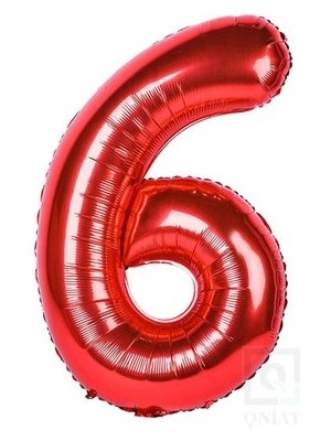 BenimMarifetlerim 6 Rakamı Kırmızı Folyo Balon 40 Inch 90 cm