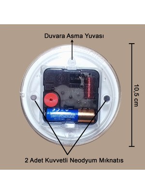 Bsb Mısır Temalı Magnet Saat Buzdolabı Süsü Duvar Saati 10,5cm MS3009