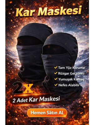 Dudaktan Kalbe 2 Adet Kar Termal Maskesi Rüzgar Geçirmez Full Likralı Termal Kumaş (Her Bedene Uygundur)