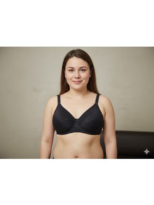 Ecem Kadın Siyah Geniş Askılı Minimizer Toparlayıcı Sütyen - Büyük Beden Uyumlu