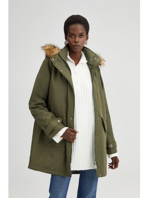 Touche Kapüşonlu Relax Mont Yeşil